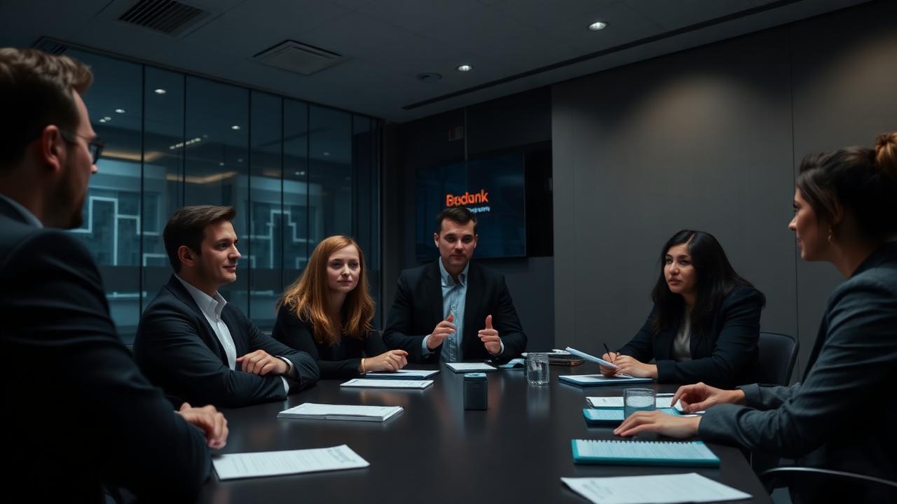 Graduate assessment centre group exercise around a meeting table